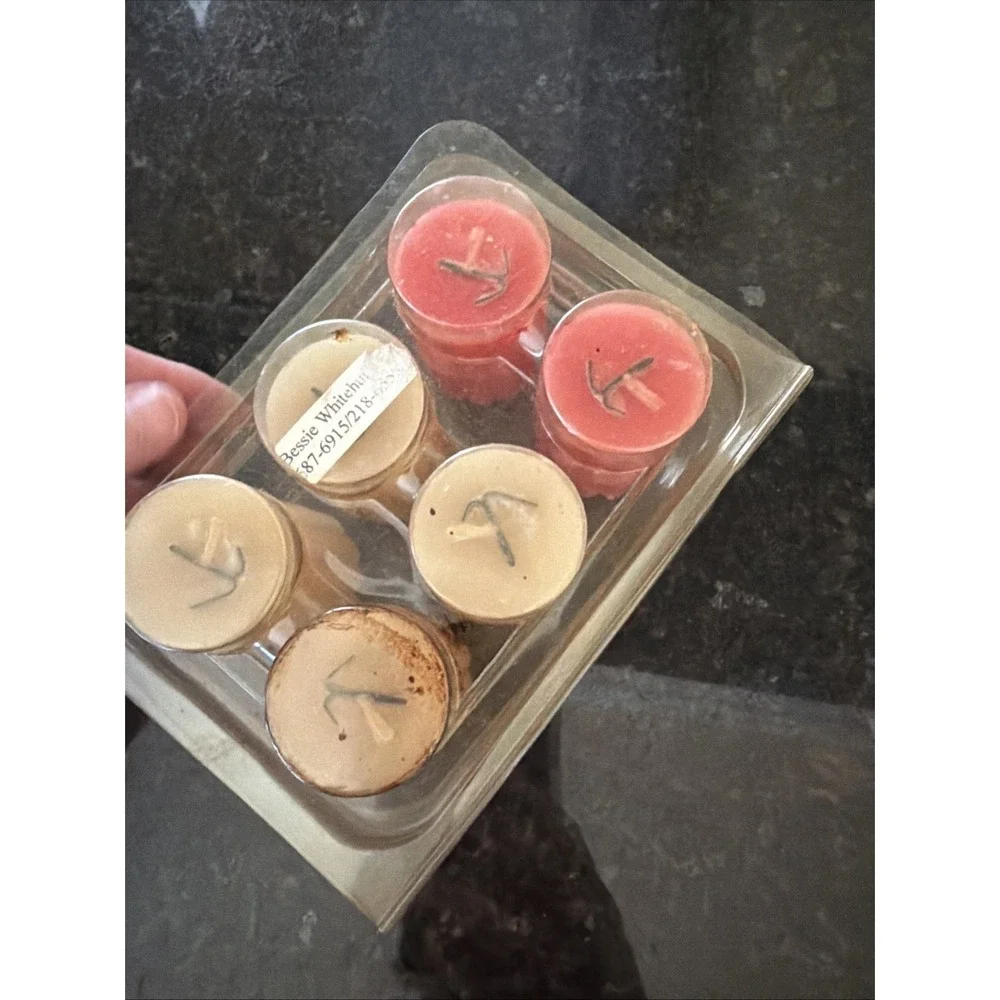 Home Interiors Votive Candles‎ Pink Cream Scented Vintage Textured NEW 6 Candles